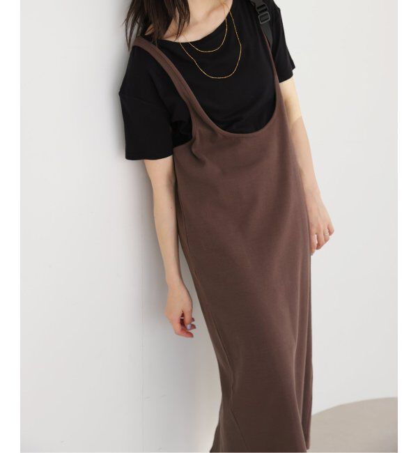 IENA/《2枚セット》ジャージジャンパースカート×5分袖 Tシャツセット