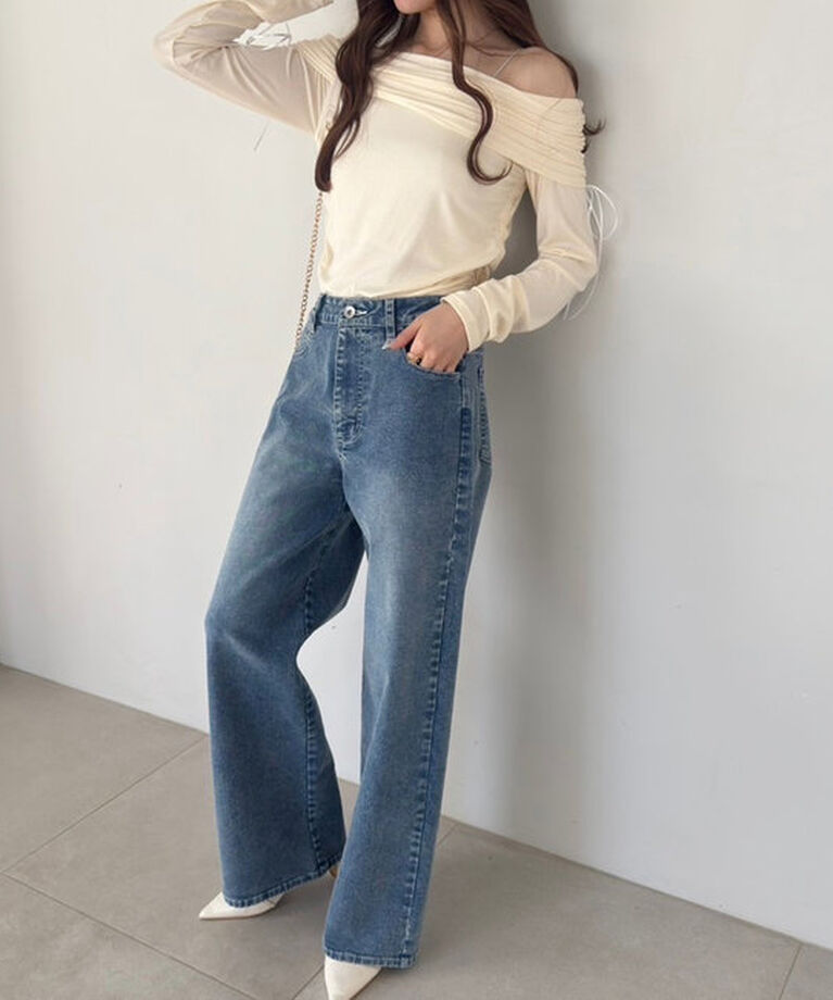  「ストレッチワイドデニムパンツ」|その他|