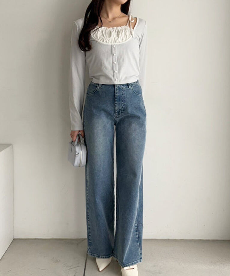  「ストレッチワイドデニムパンツ」|その他|