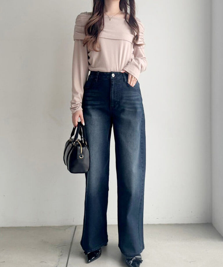  「ストレッチワイドデニムパンツ」|その他|