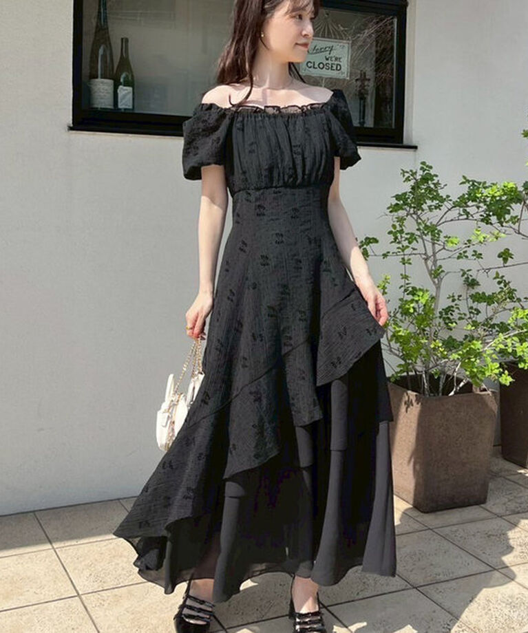  「【Black collection】イレヘムティアードロングワンピース」|ワンピース|