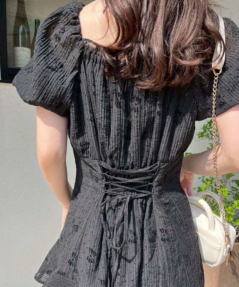  「【Black collection】イレヘムティアードロングワンピース」|ワンピース|