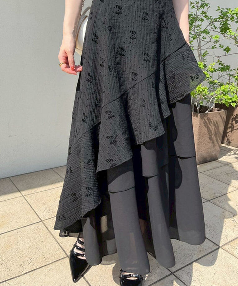  「【Black collection】イレヘムティアードロングワンピース」|ワンピース|