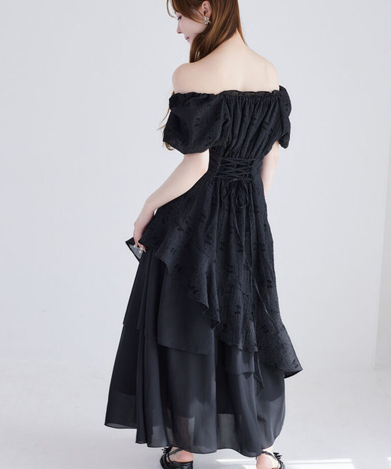  「【Black collection】イレヘムティアードロングワンピース」|ワンピース|