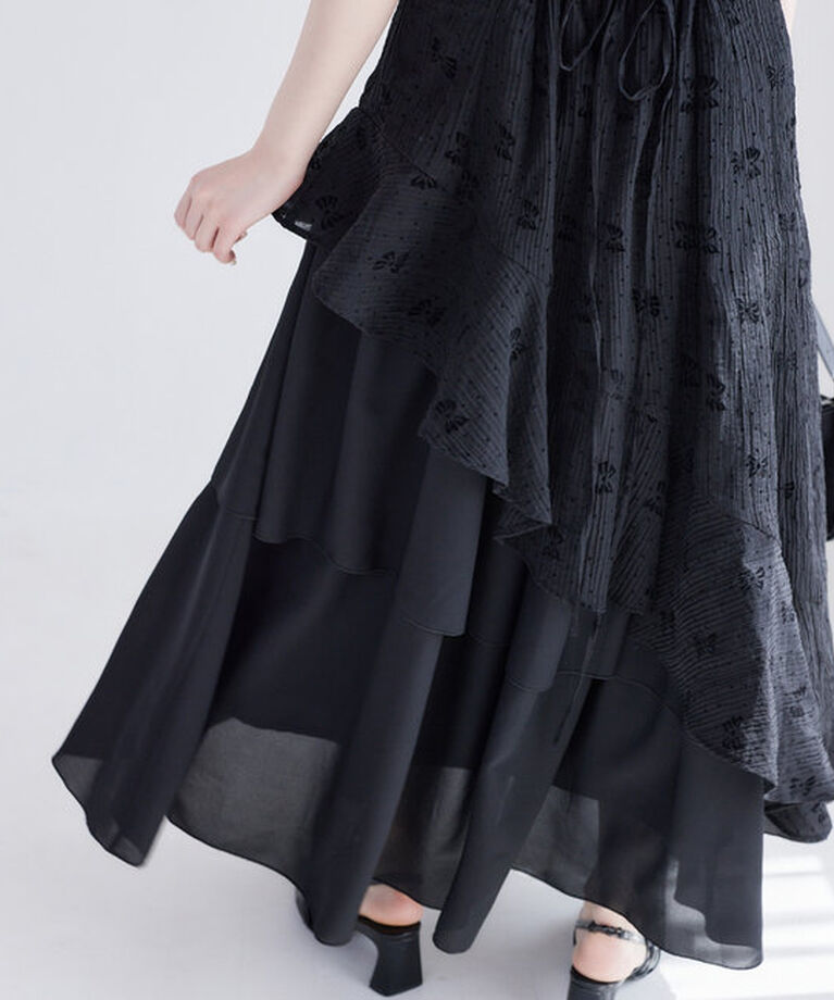  「【Black collection】イレヘムティアードロングワンピース」|ワンピース|