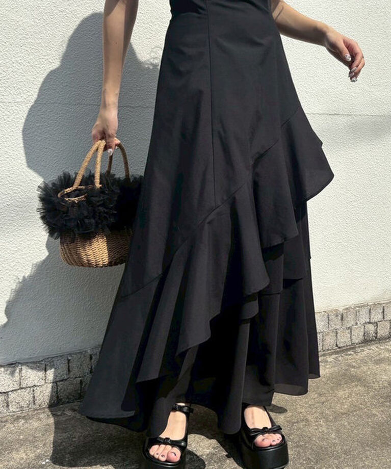 「【Black collection】イレヘムティアードロングワンピース」|ワンピース|