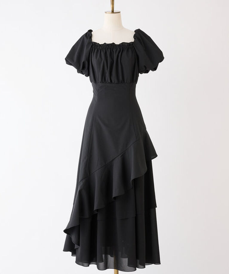  「【Black collection】イレヘムティアードロングワンピース」|ワンピース|