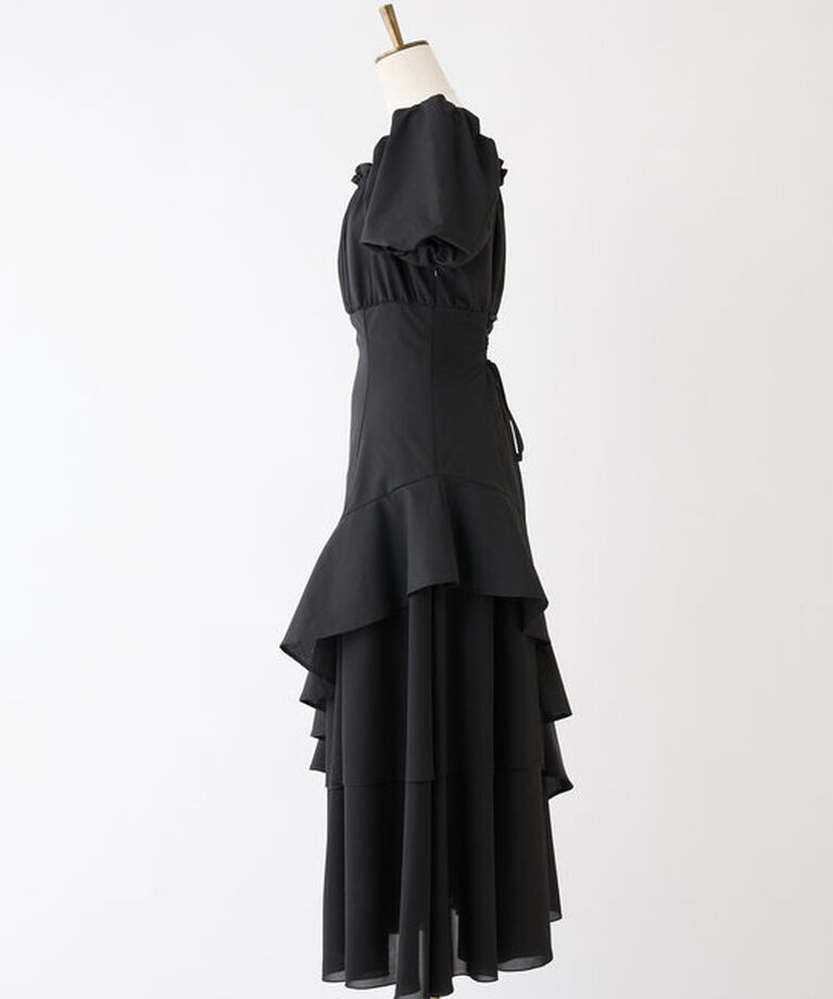  「【Black collection】イレヘムティアードロングワンピース」|ワンピース|