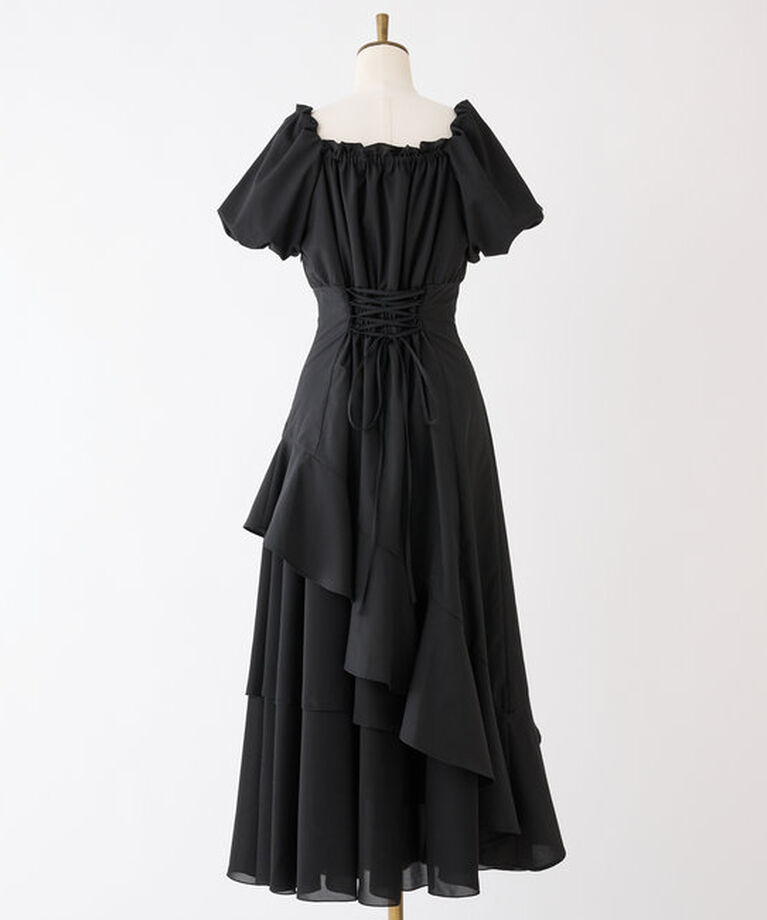  「【Black collection】イレヘムティアードロングワンピース」|ワンピース|