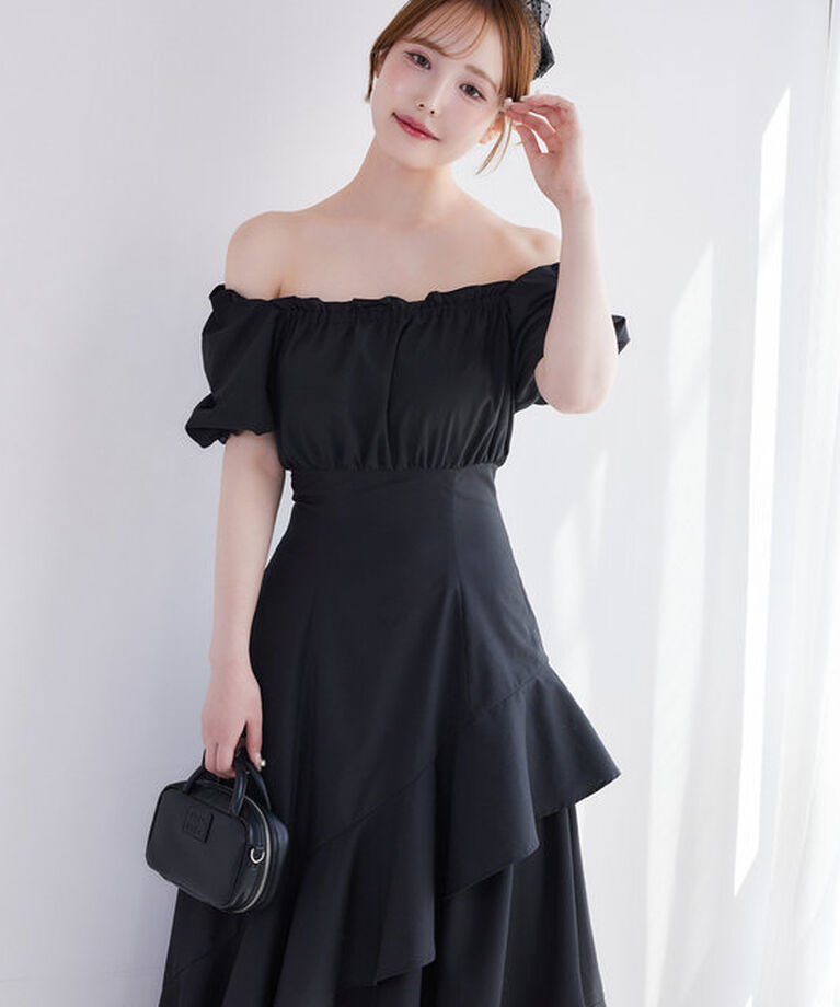  「【Black collection】イレヘムティアードロングワンピース」|ワンピース|