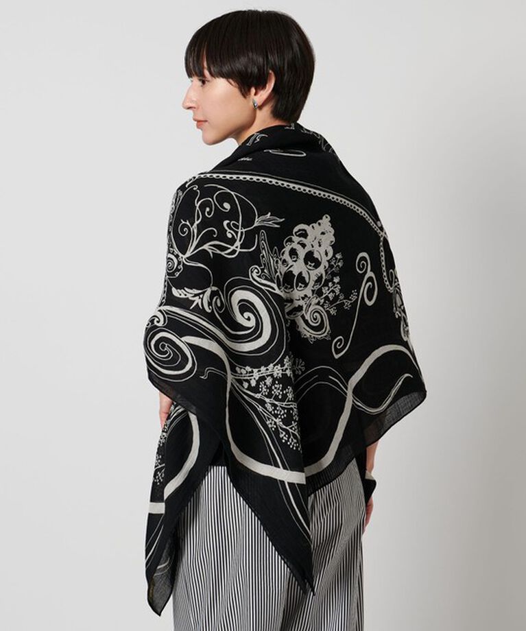 UNITED ARROWS「【一部別注】＜manipuri＞C/SI スカーフ 25SS」|ストール|BLACK
