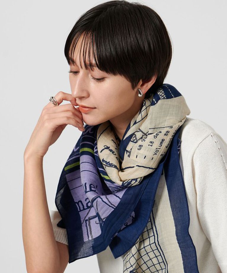 UNITED ARROWS「【一部別注】＜manipuri＞C/SI スカーフ 25SS」|ストール|NAVY