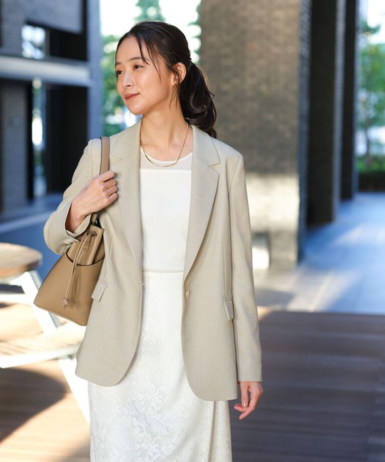 UNITED ARROWS green label relaxing「［size SHORTあり］スラブ シングル 1B ジャケット -ウォッシャブル・防シワ-」|テーラードジャケット|BEIGE