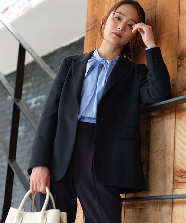 UNITED ARROWS green label relaxing「［size SHORTあり］スラブ シングル 1B ジャケット -ウォッシャブル・防シワ-」|テーラードジャケット|NAVY