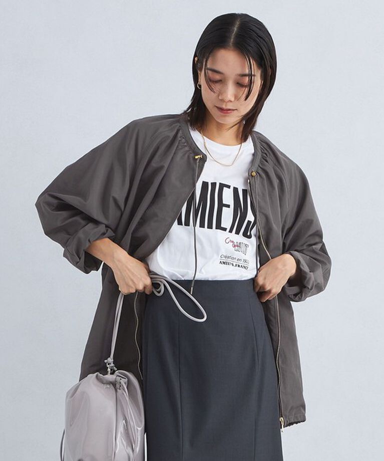 UNITED ARROWS green label relaxing「［size SHORTあり］ギャザー ノーカラー ブルゾン -撥水-」|ブルゾン・スタジャン|DK.GRAY