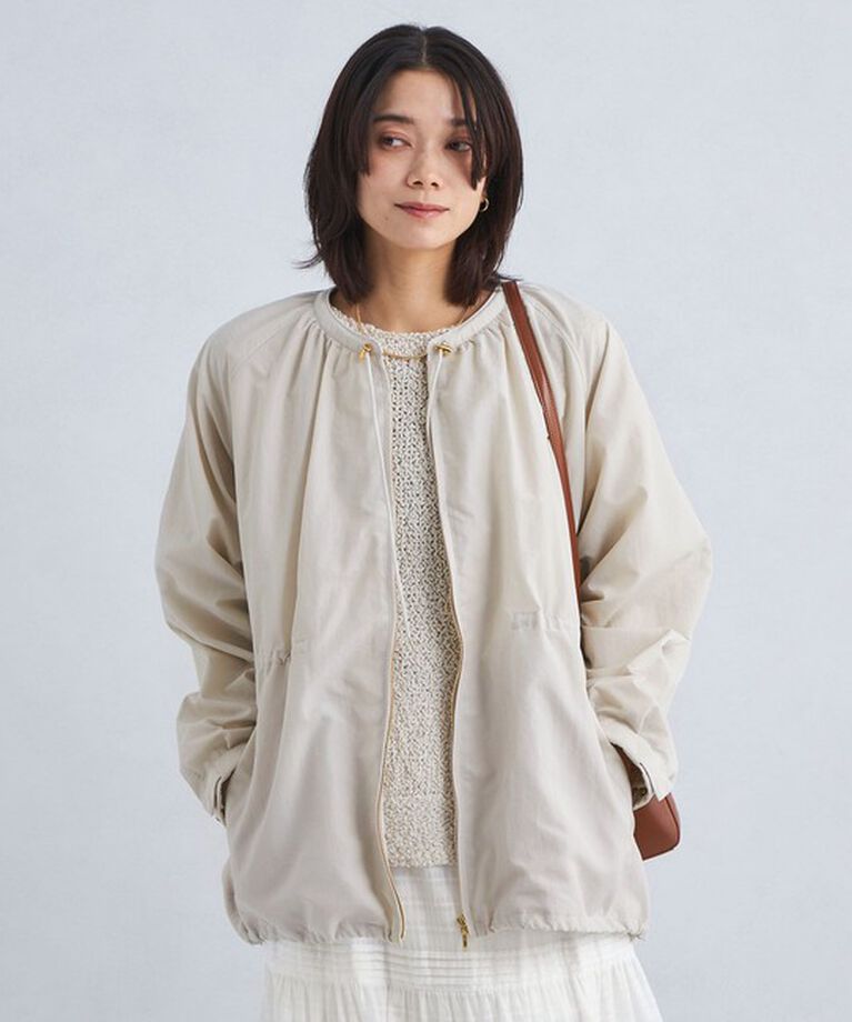 UNITED ARROWS green label relaxing「［size SHORTあり］ギャザー ノーカラー ブルゾン -撥水-」|ブルゾン・スタジャン|NATURAL