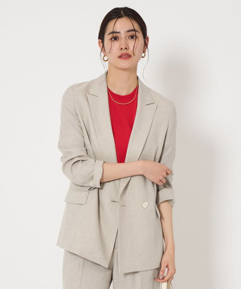UNITED ARROWS green label relaxing「［size SHORTあり］リネンライク ダブル ジャケット」|テーラードジャケット|BEIGE