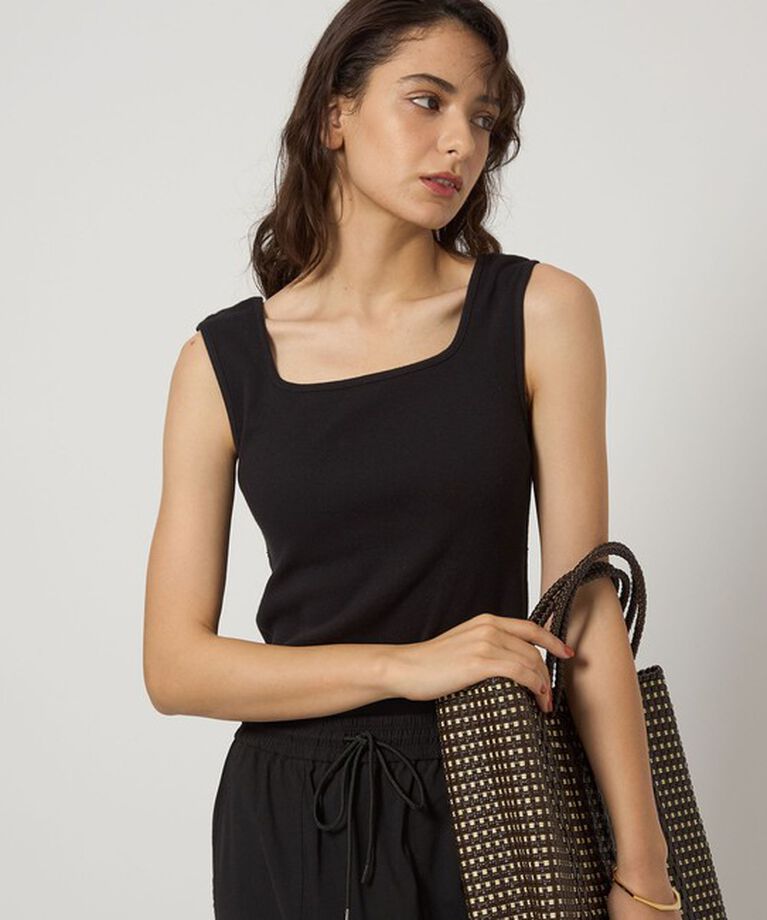 UNITED ARROWS green label relaxing「デコルテ フライス タンクトップ -抗菌-」|タンクトップ|BLACK