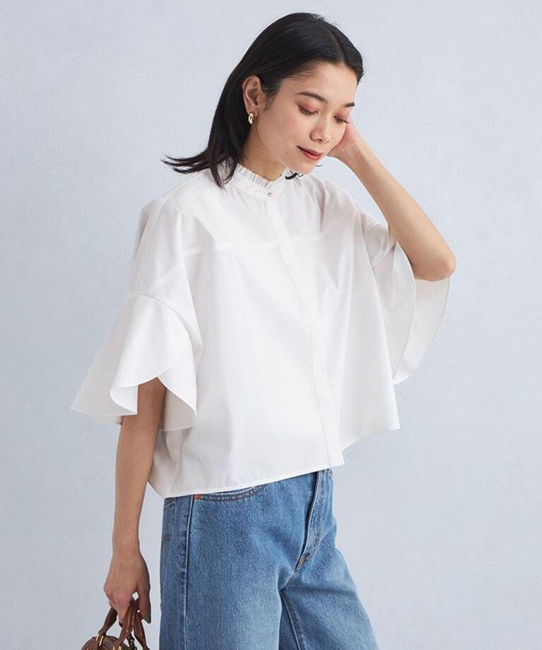 UNITED ARROWS green label relaxing「フレアスリーブ クロップド シャツ -マシンウォッシャブル・UVカット-」|シャツ・ブラウス|