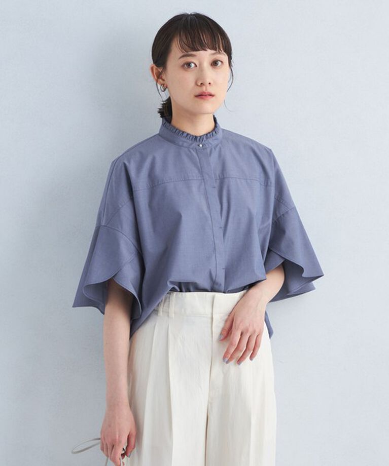UNITED ARROWS green label relaxing「フレアスリーブ クロップド シャツ -マシンウォッシャブル・UVカット-」|シャツ・ブラウス|COBALT