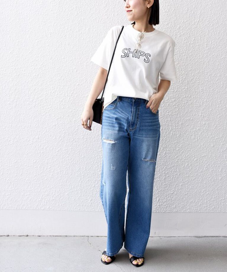 SHIPS for women「《一部追加予約》【WEB限定】 SHIPS ラウンド プリント ロゴ TEE」|Tシャツ・カットソー|