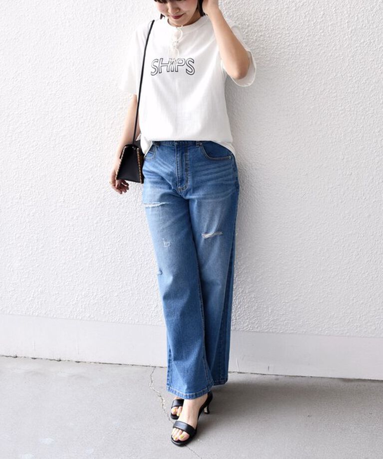 SHIPS for women「《一部追加予約》【WEB限定】 SHIPS ラウンド プリント ロゴ TEE」|Tシャツ・カットソー|