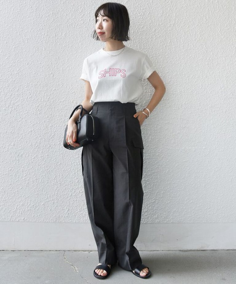 SHIPS for women「《一部追加予約》【WEB限定】 SHIPS ラウンド プリント ロゴ TEE」|Tシャツ・カットソー|