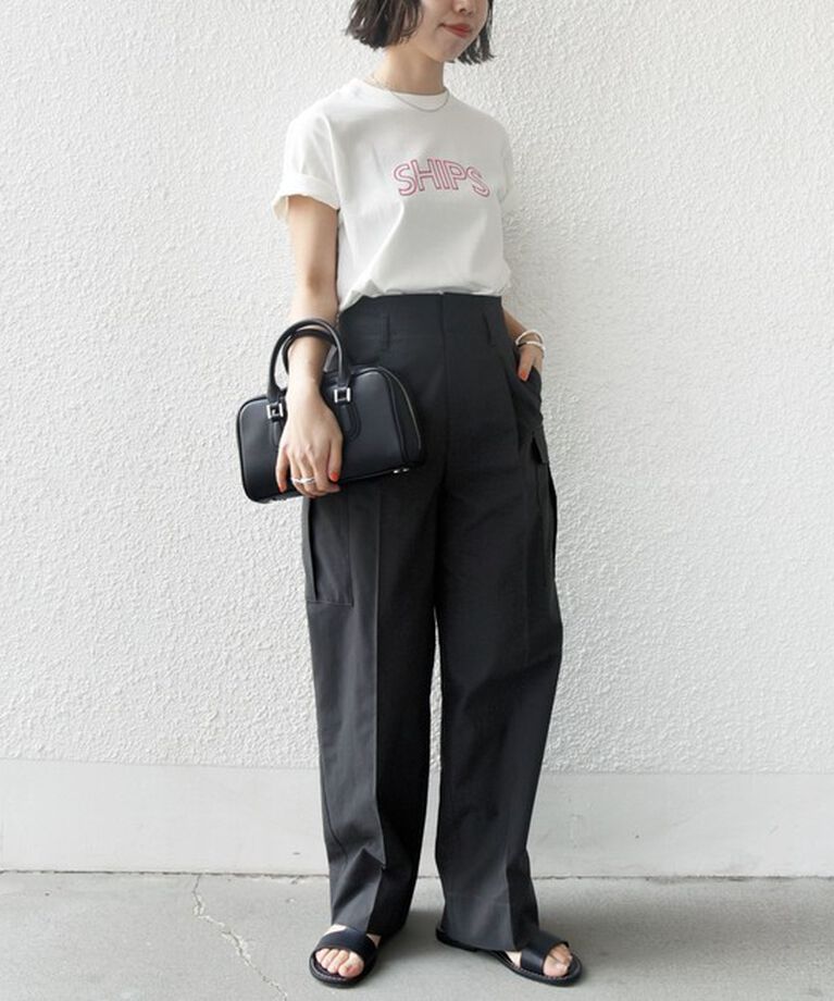 SHIPS for women「《一部追加予約》【WEB限定】 SHIPS ラウンド プリント ロゴ TEE」|Tシャツ・カットソー|