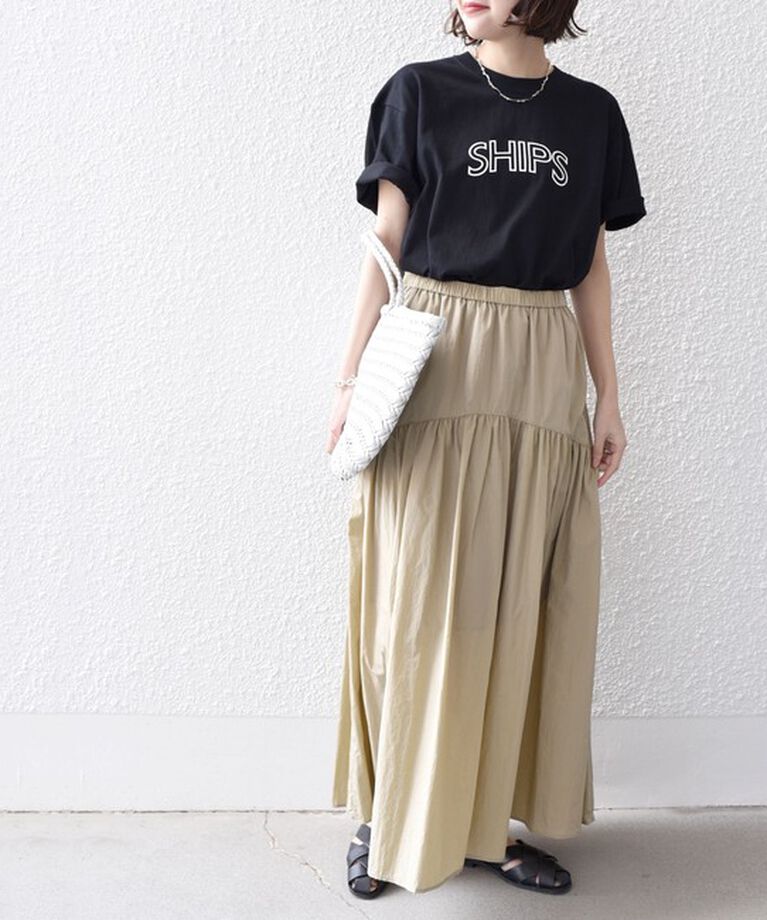 SHIPS for women「《一部追加予約》【WEB限定】 SHIPS ラウンド プリント ロゴ TEE」|Tシャツ・カットソー|