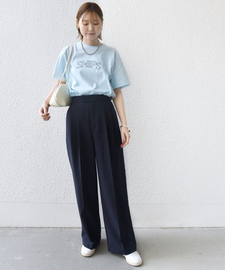 SHIPS for women「《一部追加予約》【WEB限定】 SHIPS ラウンド プリント ロゴ TEE」|Tシャツ・カットソー|