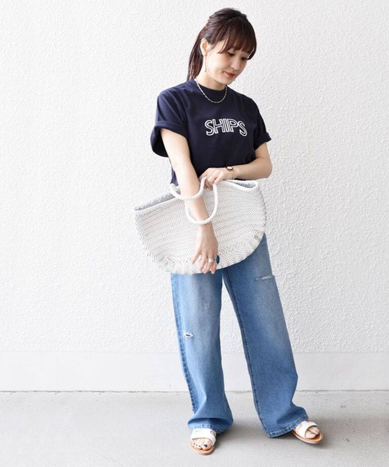 SHIPS for women「《一部追加予約》【WEB限定】 SHIPS ラウンド プリント ロゴ TEE」|Tシャツ・カットソー|