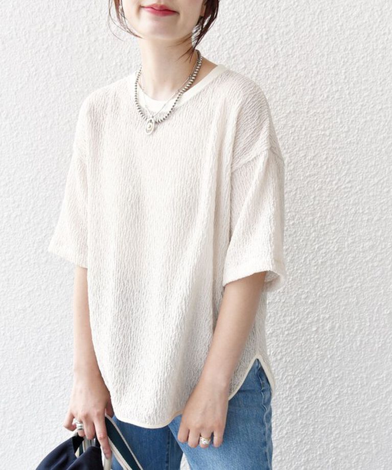 SHIPS for women「《一部追加予約》〈手洗い可能〉ランダム ブルーゼ ショート スリーブ プルオーバー」|Tシャツ・カットソー|