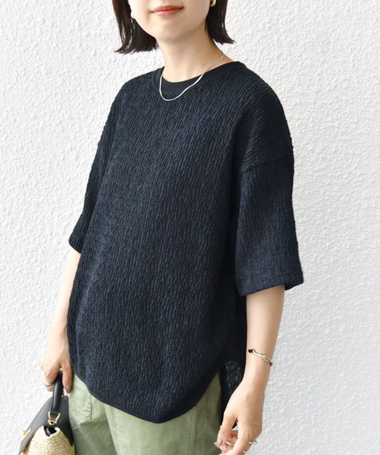 SHIPS for women「《一部追加予約》〈手洗い可能〉ランダム ブルーゼ ショート スリーブ プルオーバー」|Tシャツ・カットソー|