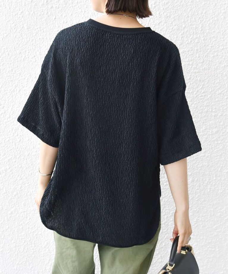 SHIPS for women「《一部追加予約》〈手洗い可能〉ランダム ブルーゼ ショート スリーブ プルオーバー」|Tシャツ・カットソー|