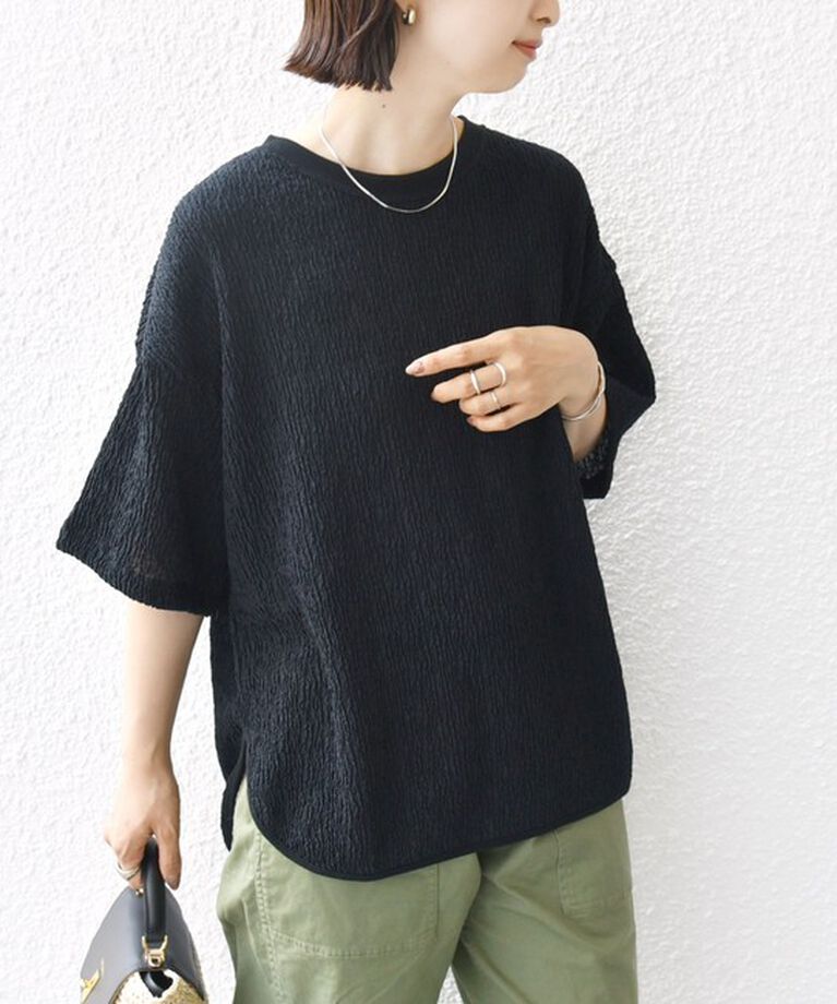 SHIPS for women「《一部追加予約》〈手洗い可能〉ランダム ブルーゼ ショート スリーブ プルオーバー」|Tシャツ・カットソー|