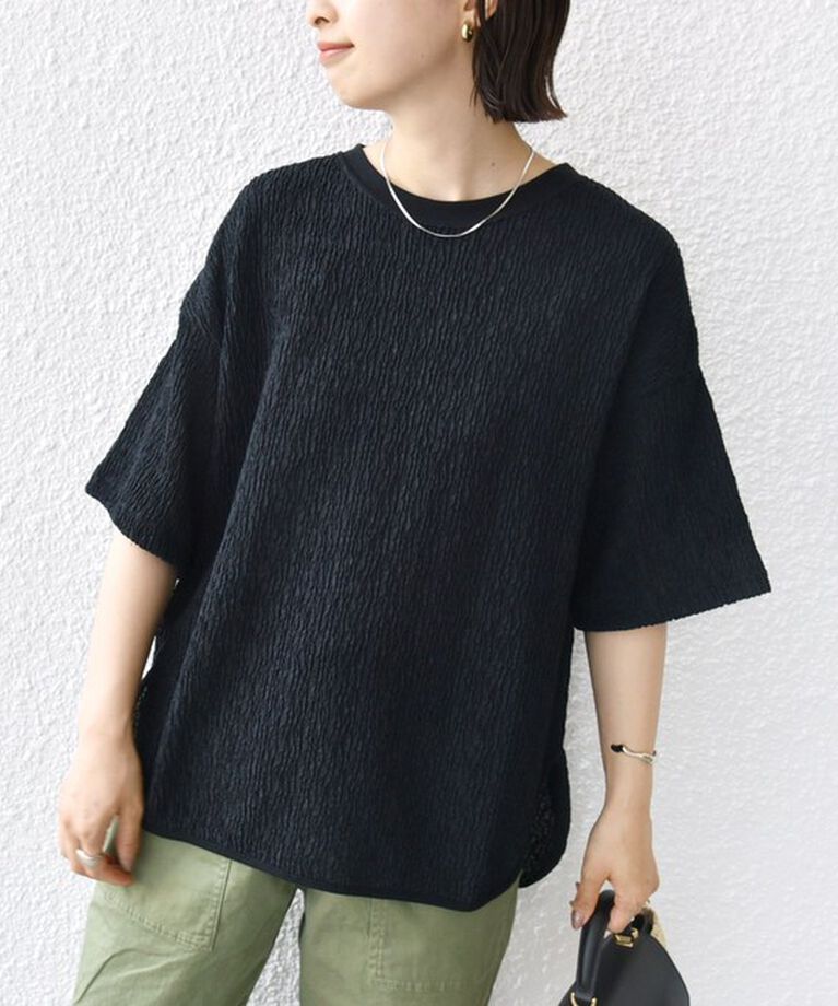 SHIPS for women「《一部追加予約》〈手洗い可能〉ランダム ブルーゼ ショート スリーブ プルオーバー」|Tシャツ・カットソー|