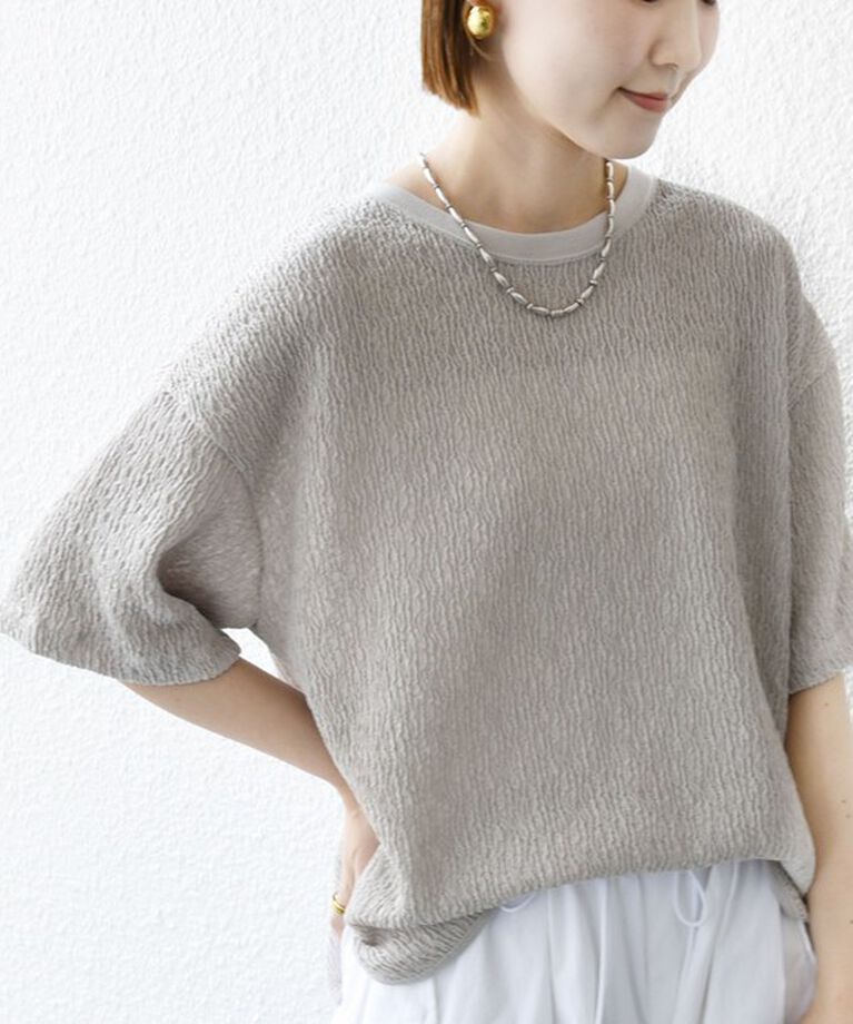 SHIPS for women「《一部追加予約》〈手洗い可能〉ランダム ブルーゼ ショート スリーブ プルオーバー」|Tシャツ・カットソー|