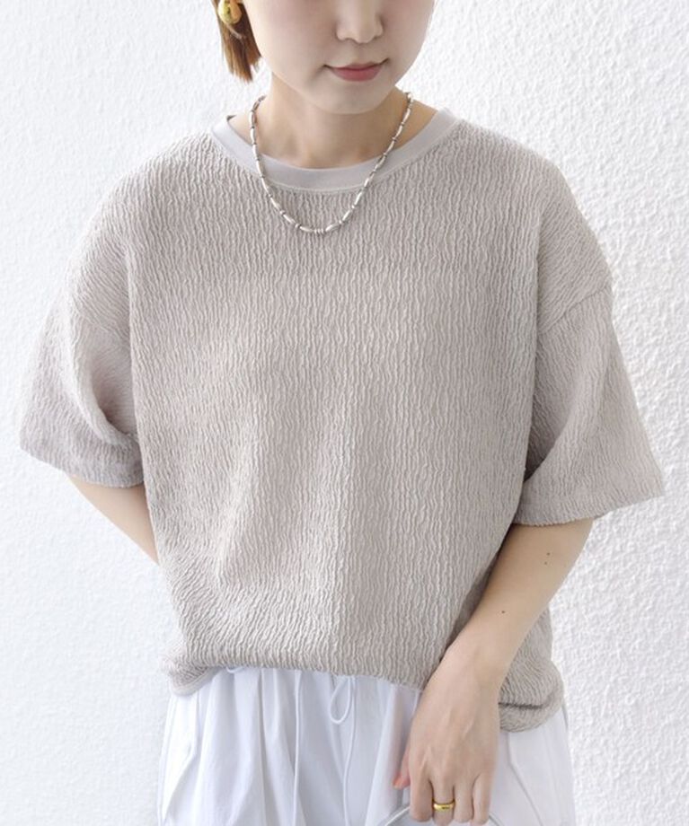 SHIPS for women「《一部追加予約》〈手洗い可能〉ランダム ブルーゼ ショート スリーブ プルオーバー」|Tシャツ・カットソー|