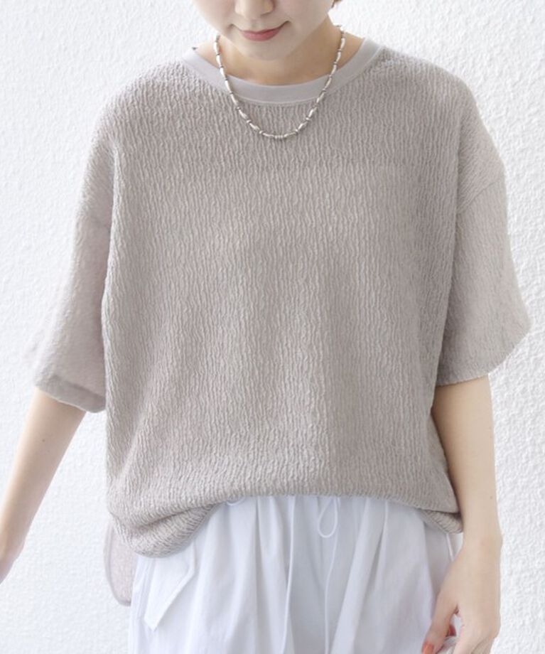 SHIPS for women「《一部追加予約》〈手洗い可能〉ランダム ブルーゼ ショート スリーブ プルオーバー」|Tシャツ・カットソー|
