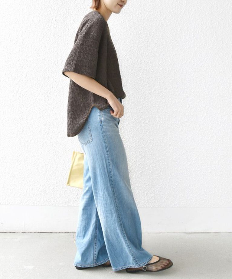 SHIPS for women「《一部追加予約》〈手洗い可能〉ランダム ブルーゼ ショート スリーブ プルオーバー」|Tシャツ・カットソー|