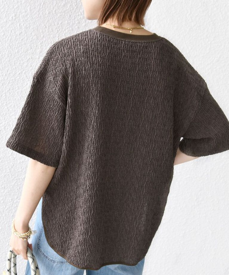 SHIPS for women「《一部追加予約》〈手洗い可能〉ランダム ブルーゼ ショート スリーブ プルオーバー」|Tシャツ・カットソー|