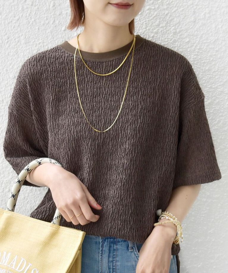 SHIPS for women「《一部追加予約》〈手洗い可能〉ランダム ブルーゼ ショート スリーブ プルオーバー」|Tシャツ・カットソー|