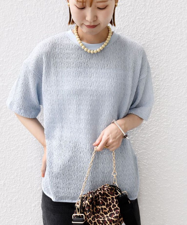 SHIPS for women「《一部追加予約》〈手洗い可能〉ランダム ブルーゼ ショート スリーブ プルオーバー」|Tシャツ・カットソー|