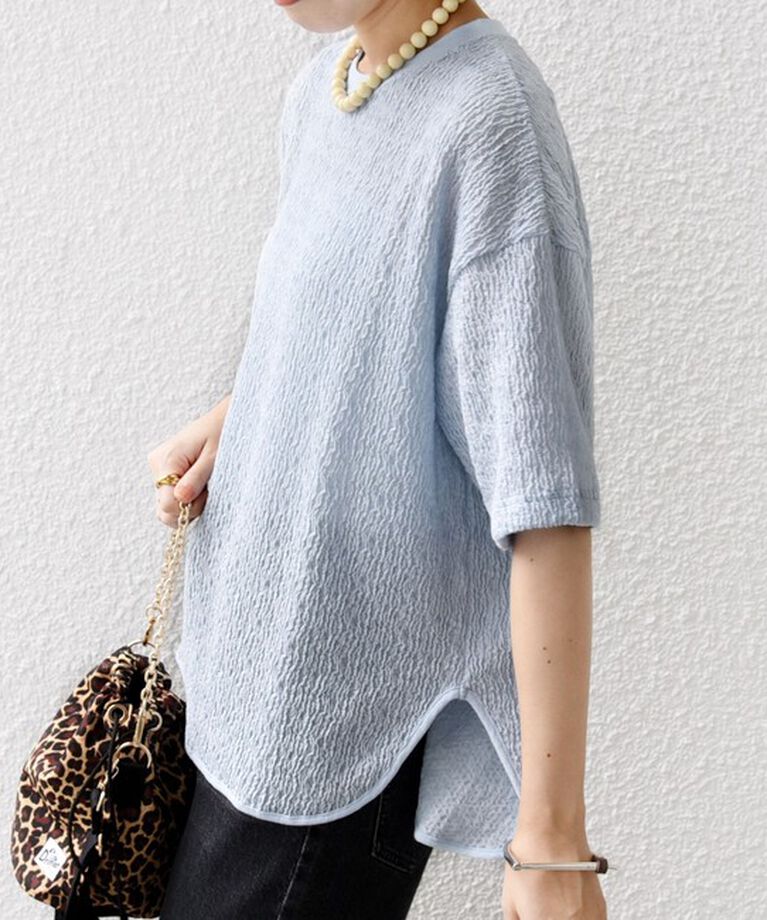 SHIPS for women「《一部追加予約》〈手洗い可能〉ランダム ブルーゼ ショート スリーブ プルオーバー」|Tシャツ・カットソー|