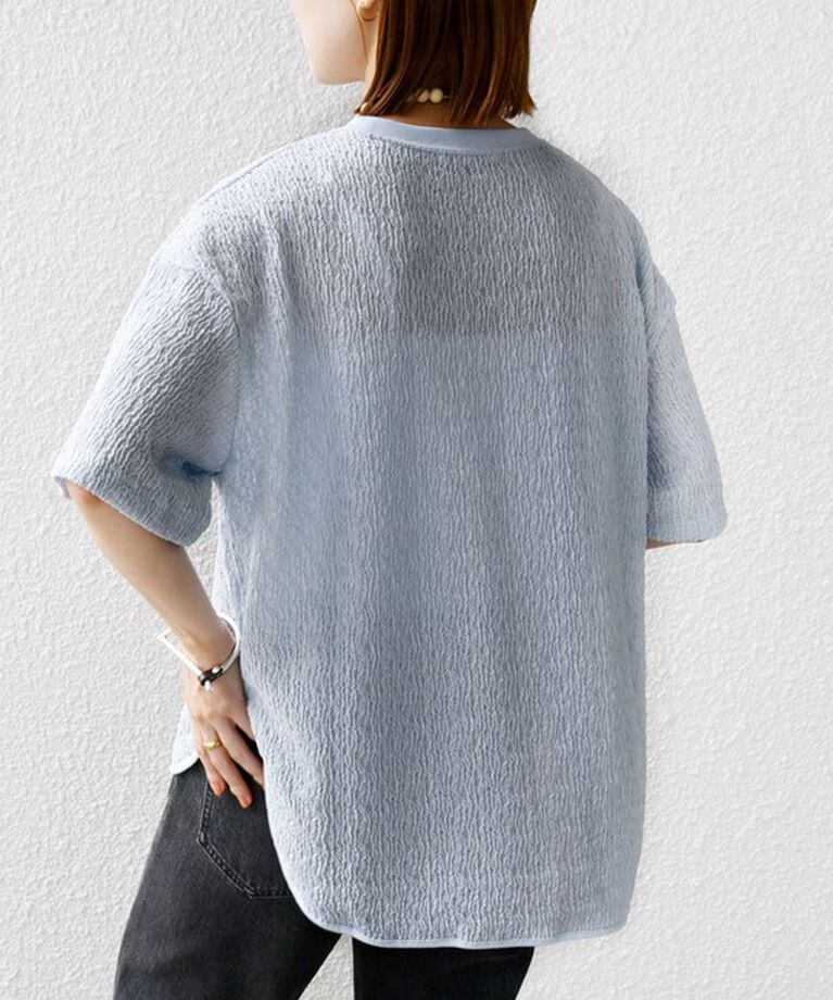 SHIPS for women「《一部追加予約》〈手洗い可能〉ランダム ブルーゼ ショート スリーブ プルオーバー」|Tシャツ・カットソー|