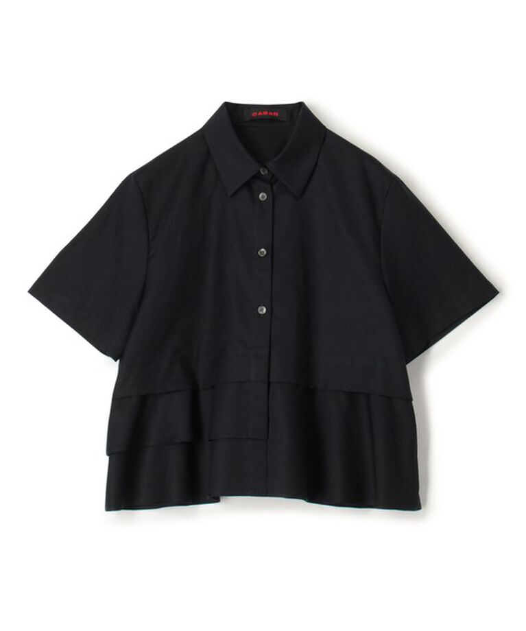 CABaN「CABaN タイプライターダブルクロス アシンメトリックフリルシャツ」|シャツ・ブラウス|69 ネイビー