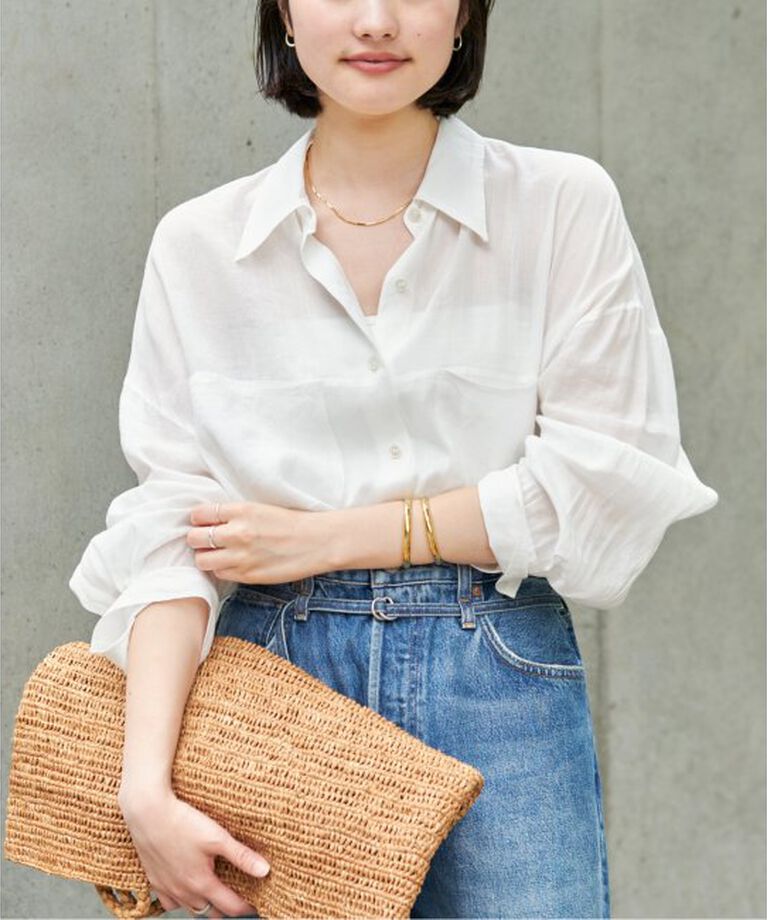 Plage「RAMIE LYOCELL CROPPED シャツ」|シャツ・ブラウス|ホワイト