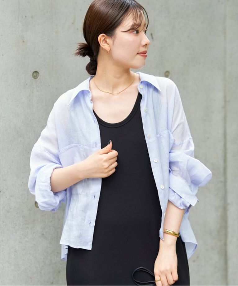 Plage「RAMIE LYOCELL CROPPED シャツ」|シャツ・ブラウス|サックスブルー