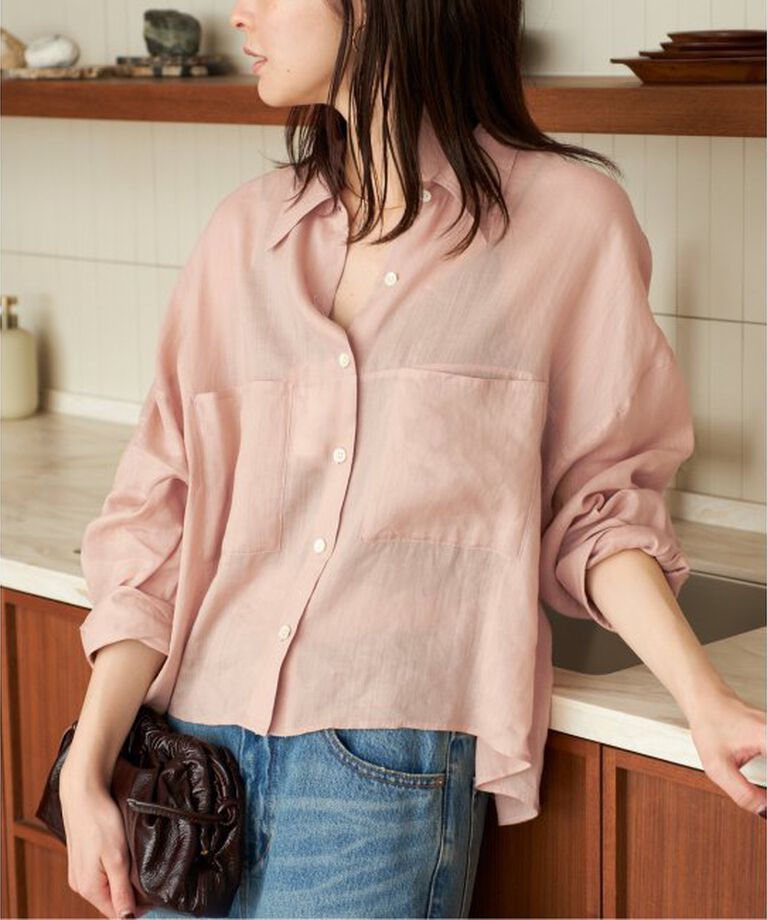 Plage「RAMIE LYOCELL CROPPED シャツ」|シャツ・ブラウス|ピンク