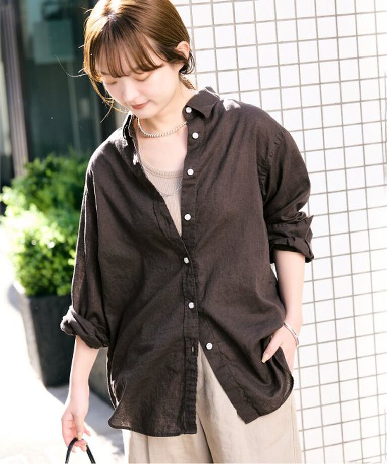 SLOBE IENA「リネンコットンレギュラーシャツ」|シャツ・ブラウス|